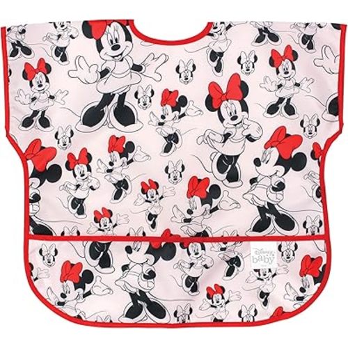 Bumkins Disney Short Sleeve Bib for Girl or Boy, Toddler and Kids for 1-3 Years, Large Size, Essential Must Have for Junior Children, Eating, Mess Saving Soft Fabric Apron for Play, Ariel