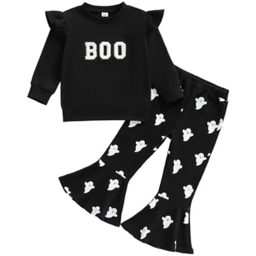 Toddler Baby Girl Christmas Outfits Merry Christmas Embroidery String Lights Long Sleeve Sweatshirt + Pants 2Pcs Set