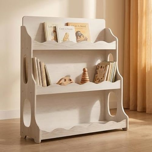 Wood Kids Bookshelf,WhiteMaple GrainPattern