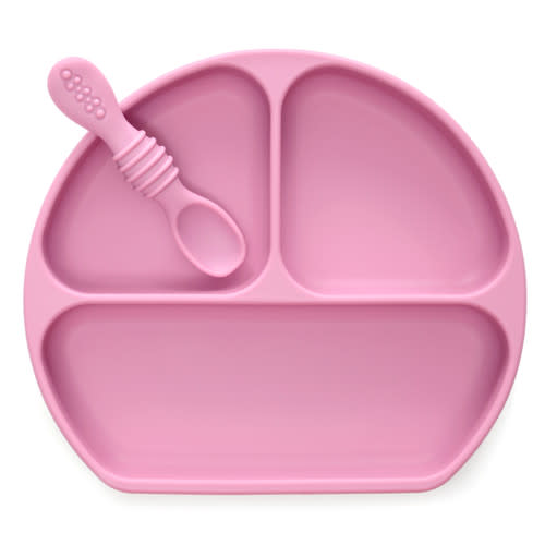 Silicone Suction Plate & Spoon - Plum