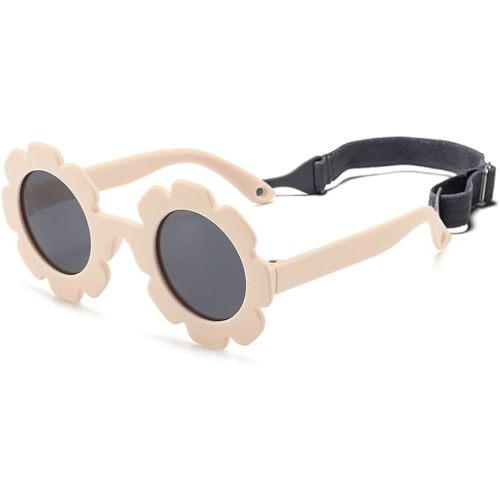 FBHLZ Baby flower Sunglasses with Strap girls polarized sunglasses Flexible Bendable Newborn UV400 Sunglasses for 0-24 months