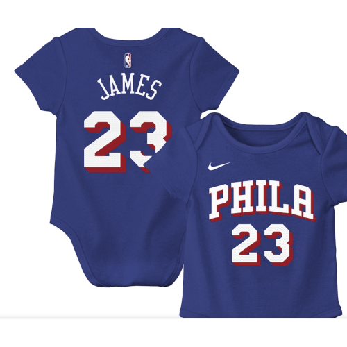 LeBron James Philadelphia 76ers Nike Infant Name & Number Bodysuit - Royal