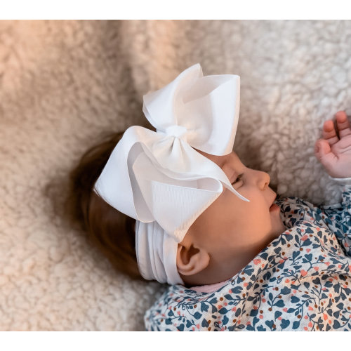 Baby Girls Grosgrain Hair Bow - Headband - Newborn - Coming Home - 6” - Pink - Nylon