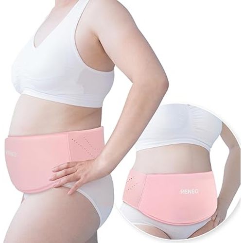 RENEO C Section Belly Binder, Reusable Solid Gel Ice Pack with Soft Lycra Cover, Adjustable Postpartum Wrap for Hot & Cold Therapy and Post-Op Recovery, Pink