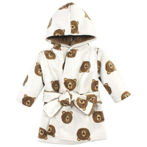 Hudson Baby Mink with Faux Fur Lining Pool and Beach Robe Cover-ups, Brown Bear, 0-6 Months