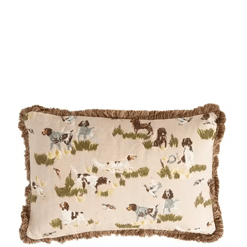 Southern Living Hunting Dogs & Mallard Fringe Trimmed Reversible Lumbar Pillow | Dillard's