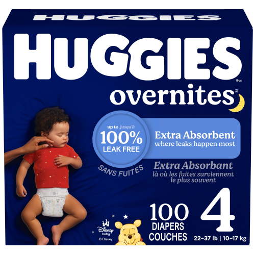 Huggies Overnites Nighttime Baby Diapers, Size 4 (22-37 lbs), 100 Count - Walmart.ca