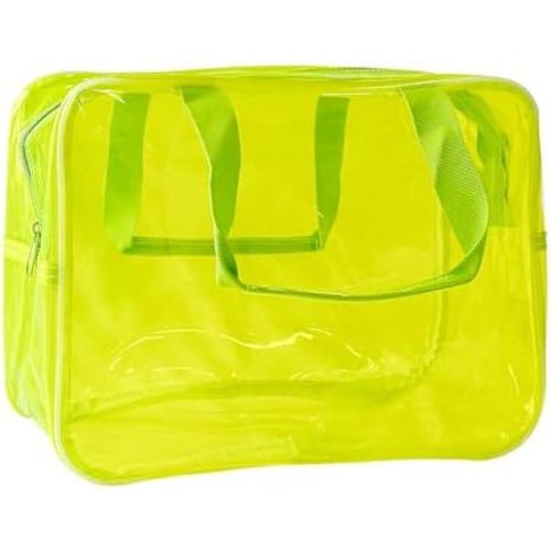 Yellow PVC Pure Color Transparent Gift Pouch Wash Travel Makeup Cosmetic Bag with Handle for Travel Bathroom Toiletry Organizer (Yellow)