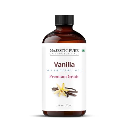 Majestic Pure Vanilla Essential Oil for Diffuser - 2 Fl Oz | 100% Natural Essentials Oils Ideal for Humidifier, Air Freshening, Cleaning Home, Bath, Steam Inhalation and Massage