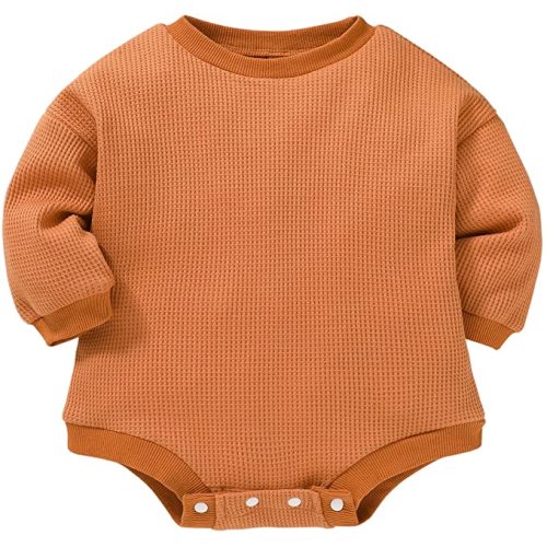 Amazon.com: Baby Girl Boy Romper Long Sleeve Oversized Sweatshirts Waffle Knit Sweater Bodysuit Cute Newborn Fall Winter Clothes (Caramel, 0-3 Months): Clothing, Shoes & Jewelry