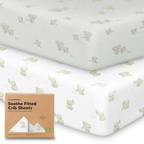 2-Pack Organic Cotton Crib Sheets for Boys, Girls - 52x28 Fitted Crib Mattress Sheet Neutral, Breathable Cover for Baby Bed Set, Toddler Mattress, Soft & Cute Prints (Elly)