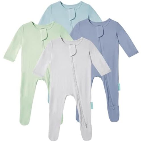 PurComfy Bamboo Viscose Baby Zipper Footie Pajamas, 0-3-6-9-18-24 Months