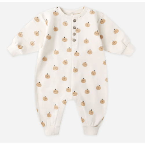 Relaxed Fleece Jumpsuit || Smiley Pumpkins – Quincy Mae