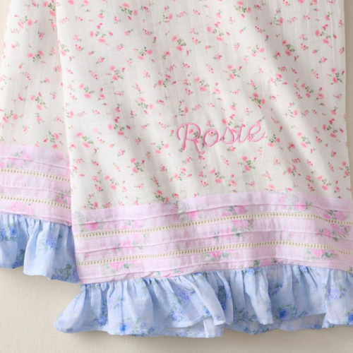 LoveShackFancy Prarie Ruffle Organic Cotton Muslin Oversized Blanket