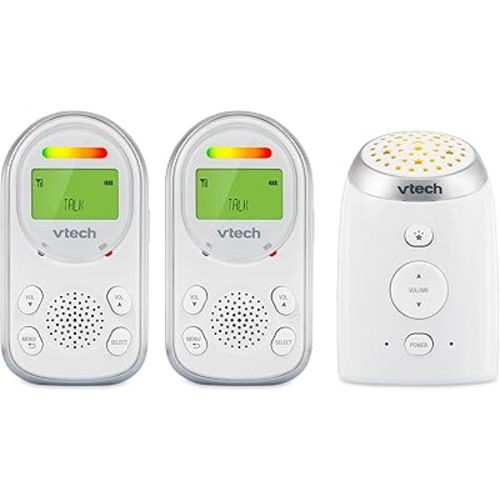 VTech 2 Parent Units Digital Audio Baby Monitor with Glow-on-Ceiling Night Light, Up to 1,000ft of Range, Vibrating Sound-Alert, Two-Way Talk Intercom, Sound Indicator, Secure Transmission: TM8212-2