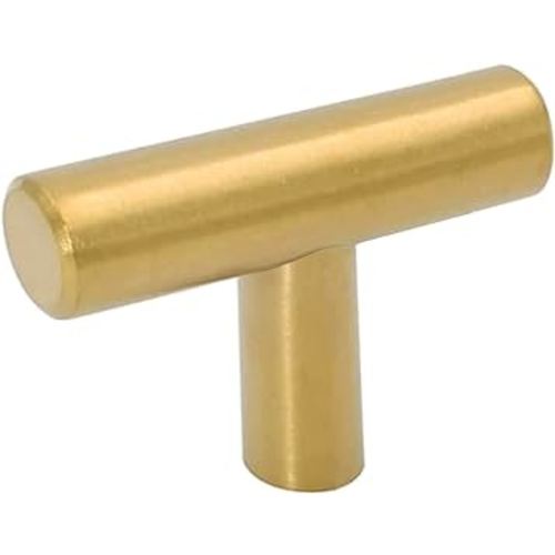 goldenwarm 10 Pack Gold Cabinet Knobs Brushed Brass Drawer Knobs Gold Dresser Hardware - LS201GD Single Hole Handles for Kitchen Cupboard Doors Closet Hardware 2in Overall Length