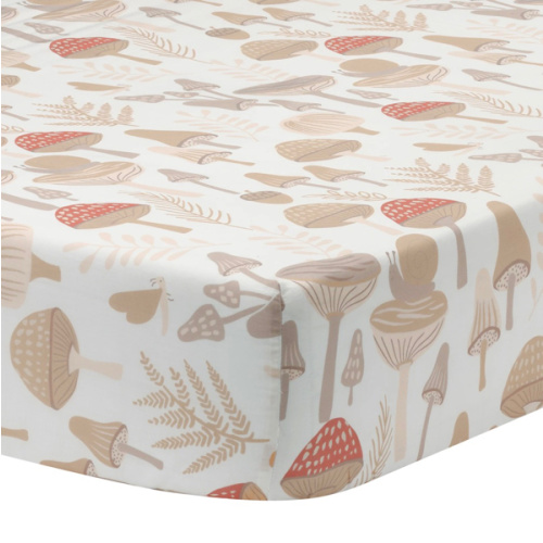Mushroom Meadow Organic Cotton Fitted Crib Sheet