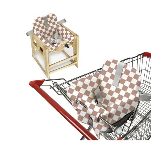 Padded Shopping Cart Cover for Baby Boy & Girl, High Chair Cover for Restaurant Seat, Machine Washable Infant Toddler Buggy Seat Cover (Checkered)
