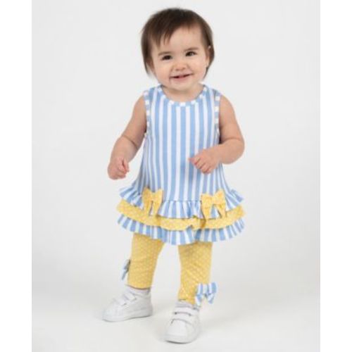 Baby Girls' Striped Ruffle Top and Leggings, 2-Piece Set