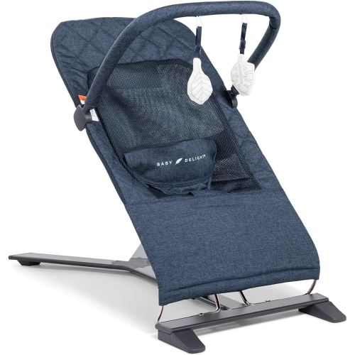 Baby Delight Alpine Deluxe Portable Bouncer, Infant, 0 – 6 Months, Quilted Indigo