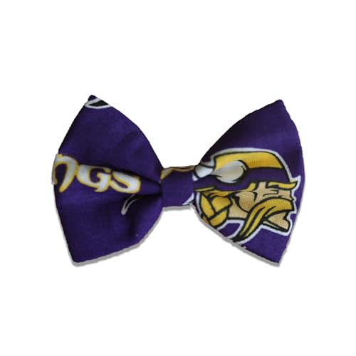 Newborn To Toddler Girls Vikings Hair Bow Football Nylon Headband Or Alligator Clip | Made In USA | Fast Shipping (Alligator Clip)