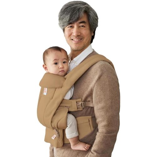 Ergobaby Omni Deluxe Baby Carrier for Newborn to Toddlers 0-48 Months (7-45 lbs) - 4-Position 100% Premium Cotton Baby Carrier with Ergonomic Support, Storage Pockets, and Sun Hood - Camel