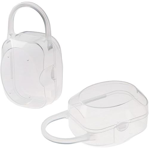 Accmor Pacifier Case, Pacifier Holder Case with Handle, BPA Free Universal Pacifier Container Box for Travel, Transparent, 2 Pack