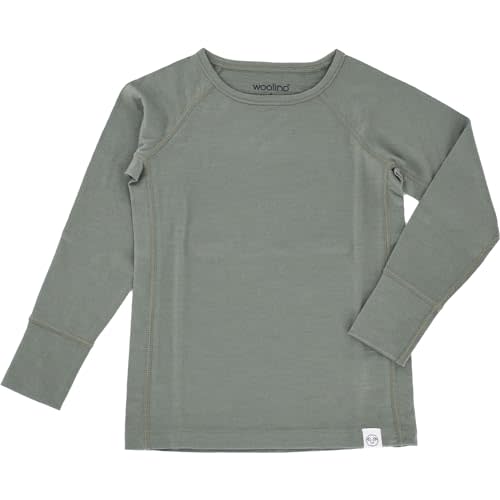 Woolino Merino Wool Base Layer for Kids - Super Soft Kids Long Sleeve Thermal Top - All Natural Base Layer Shirt - (2-3 Years) - Sage