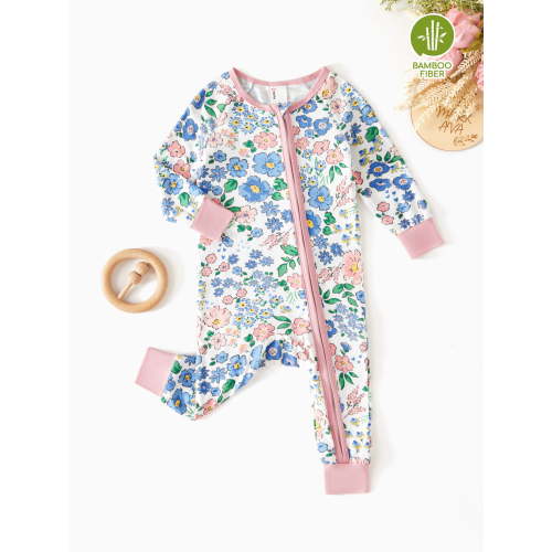 PatPat Baby Girl Pajamas Bamboo Viscose Snug Fit Footless Zipper Sleep N Play Pajamas Gift for Baby Girls