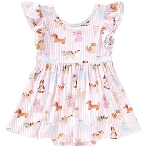 pureborn Baby Girls Viscose from Bamboo Bodysuit Dress Romper Dresses 0-24M