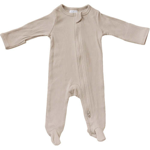 Mebie Baby Organic Cotton Ribbed Zipper Pajamas- Oatmeal – The Green Crib & Kid