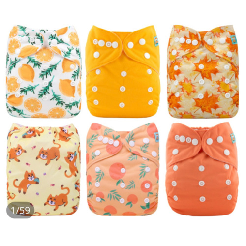 6-Pack Baby Cloth Diapers with 6 Microfiber Inserts - One Size Adjustable & Reusable Pocket Diapers for Infants & Toddlers