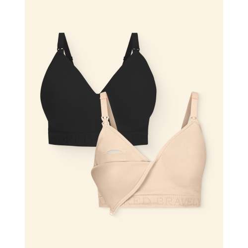 Signature Sublime® Contour Hands-Free Pumping & Nursing Bra Two-Pack | Beige & Black - Kindred Bravely