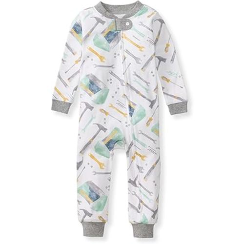 Burt's Bees Baby baby-boys Footless Sleepers, 100% Organic Cotton, One-piece Diagonal Zip Up Jumpsuit, Snug Fit Pajamas