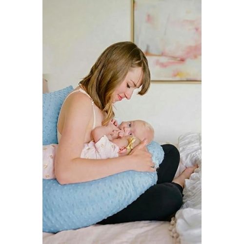 Twin Z Nursing Pillow | Bottle or Breastfeeding | Plus Size Friendly - Blue