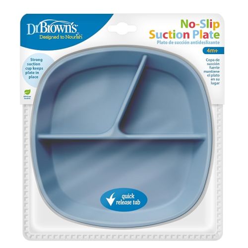 Dr. Brown's No-Slip Suction Plate for Baby and Toddler, 4m+, 1-Pack, Blue