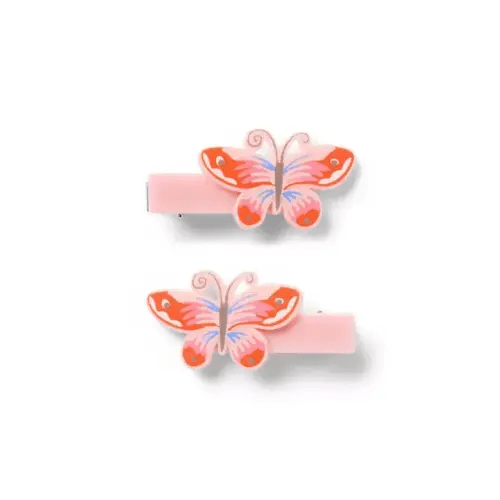 Girl Peachy Pink Butterfly Barrette Set by Janie and Jack