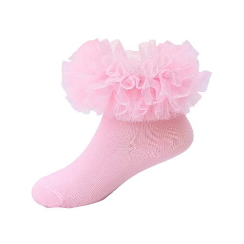 Wxirdiow Toddler Dress Socks Ruffle Socks For Toddler Baby Girls Double Frilly Lace Dress Socks Kids Ankle Tutu Socks Pink Size,0-6 Months