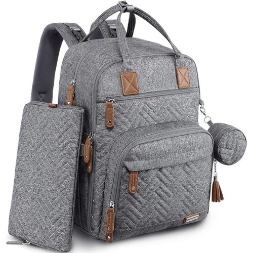 Diaper Bag Backpack, 4 in 1 kit Large Unisex Baby Bags for Boys Girls, Waterproof Travel Back Pack with Pouch