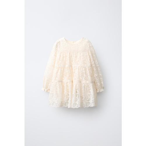 LACE PANEL DRESS - Ecru | ZARA United States