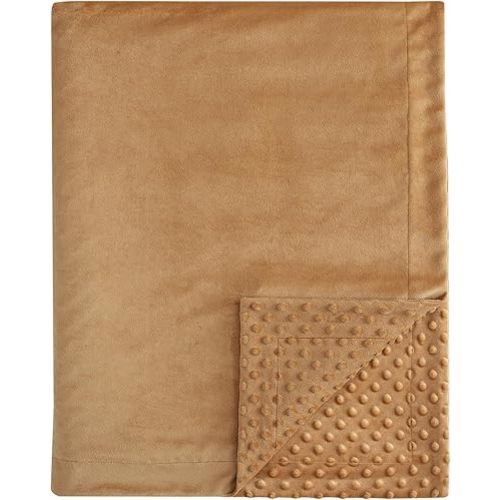 david's kids Micro Fleece Minky Baby Blanket for Boys Girls Neutral with Double Layer and Soothing Raised Dots, Breathable and Soft Lightweight Receiving Blanket for Newborns 30x40 Inches, Biscuit