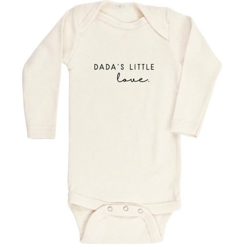 Baby Dada's Little Love Long Sleeve Organic Cotton Bodysuit, 0-3M, Natural