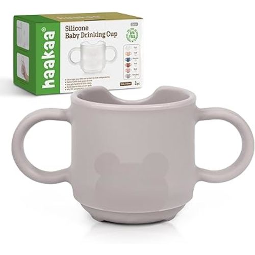 haakaa Silicone Toddler Cups, BPA Free Drop-Proof Training Open Cups for Baby 6 Months+, 5 Ounce (Suva Grey)