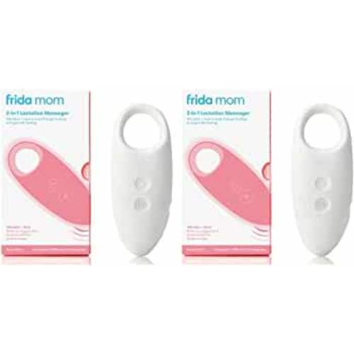 Frida Mom 2-in-1 Lactation Massager - Multiple Modes of Heat + Vibration for Clogged Milk Ducts, Increase Milk Flow, Breast Engorgement - USB Cord Included (Pack of 2)
