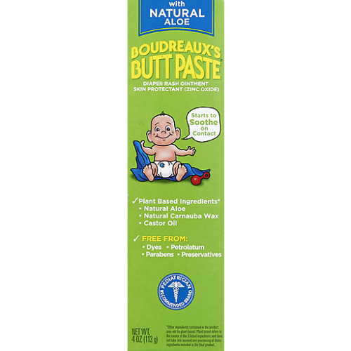 Boudreaux's Butt Paste With Natural* Aloe Diaper Rash Cream, Ointment For Baby, 4 Oz Tube