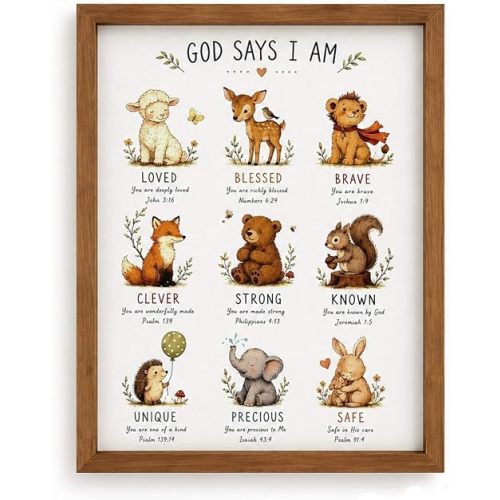 flangairy Christian Nursery Decor, Bible Verse Wall Art for Kids Room