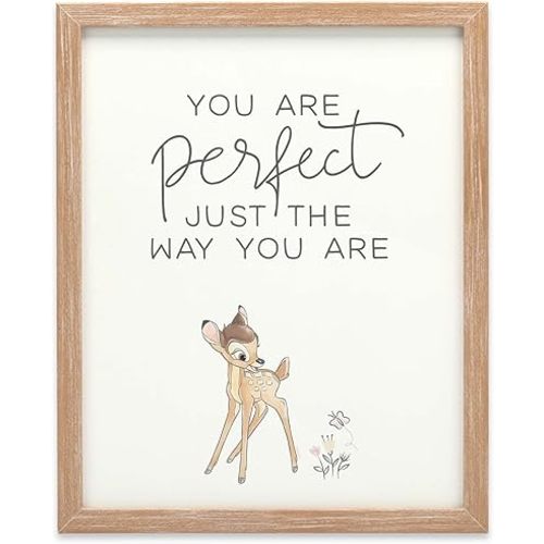 Disney Bambi You Are Perfect Framed Wood Wall Decor - Vintage Bambi Wall Art With Inspirational Quote for Home Decorating