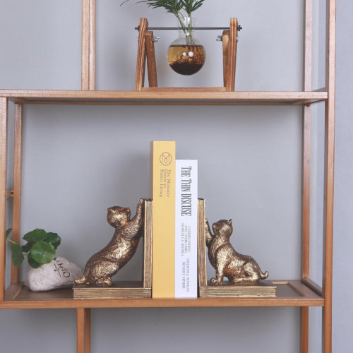 Book Ends For Shelves To Hold Books Heavy Duty,Decorative Bookend For Bookshelf Décor,Cute Animal Cat Book Stopper Cat Statues For Home, Office Desk Decoration,1Pair | Wayfair