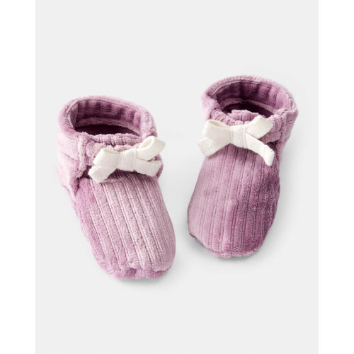 Baby Girl Velour Rib Booties - Pink  - Carter's | Carter's