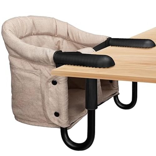 Hook On High Chair - Portable & Foldable for Babies 6-36 Months, Family & Travel Use with Carry Bag(Khaki)